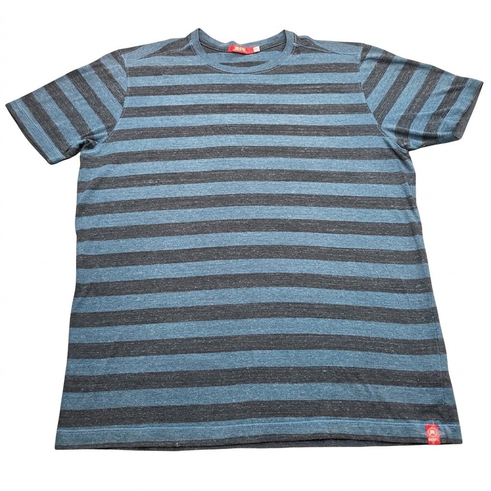 Agave Denim T Shirt Mens Large L Blue Black Striped‎ J Severson S/S Made In USA